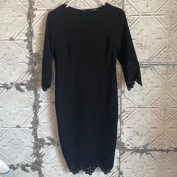 SHEIN Dresses & Skirts - Shein black laser cut midi black little dress
